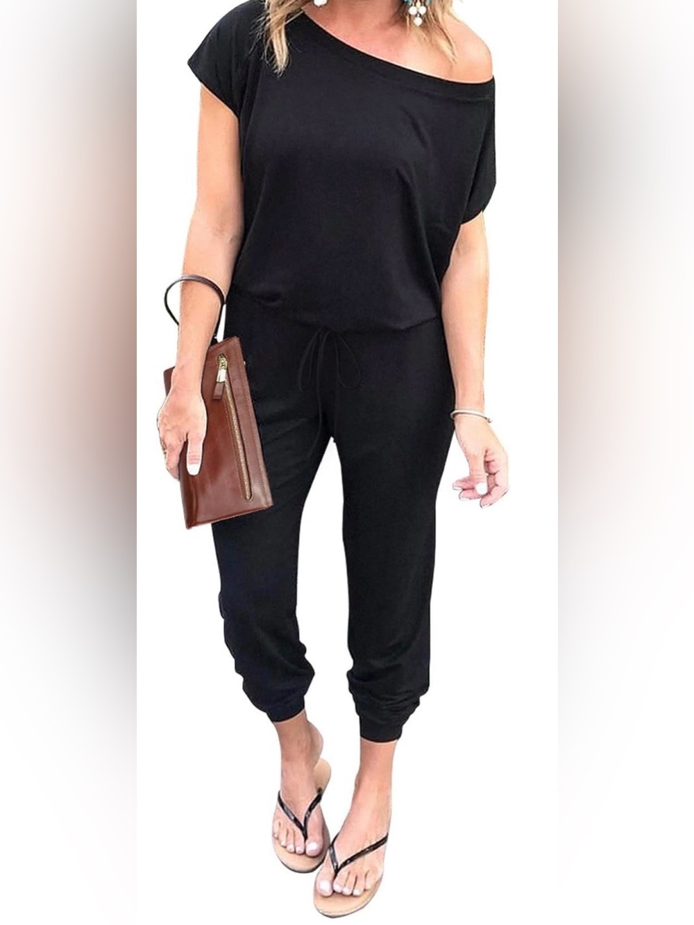 Pretty gardenCasual Off-Shoulder Black Jumpsuit